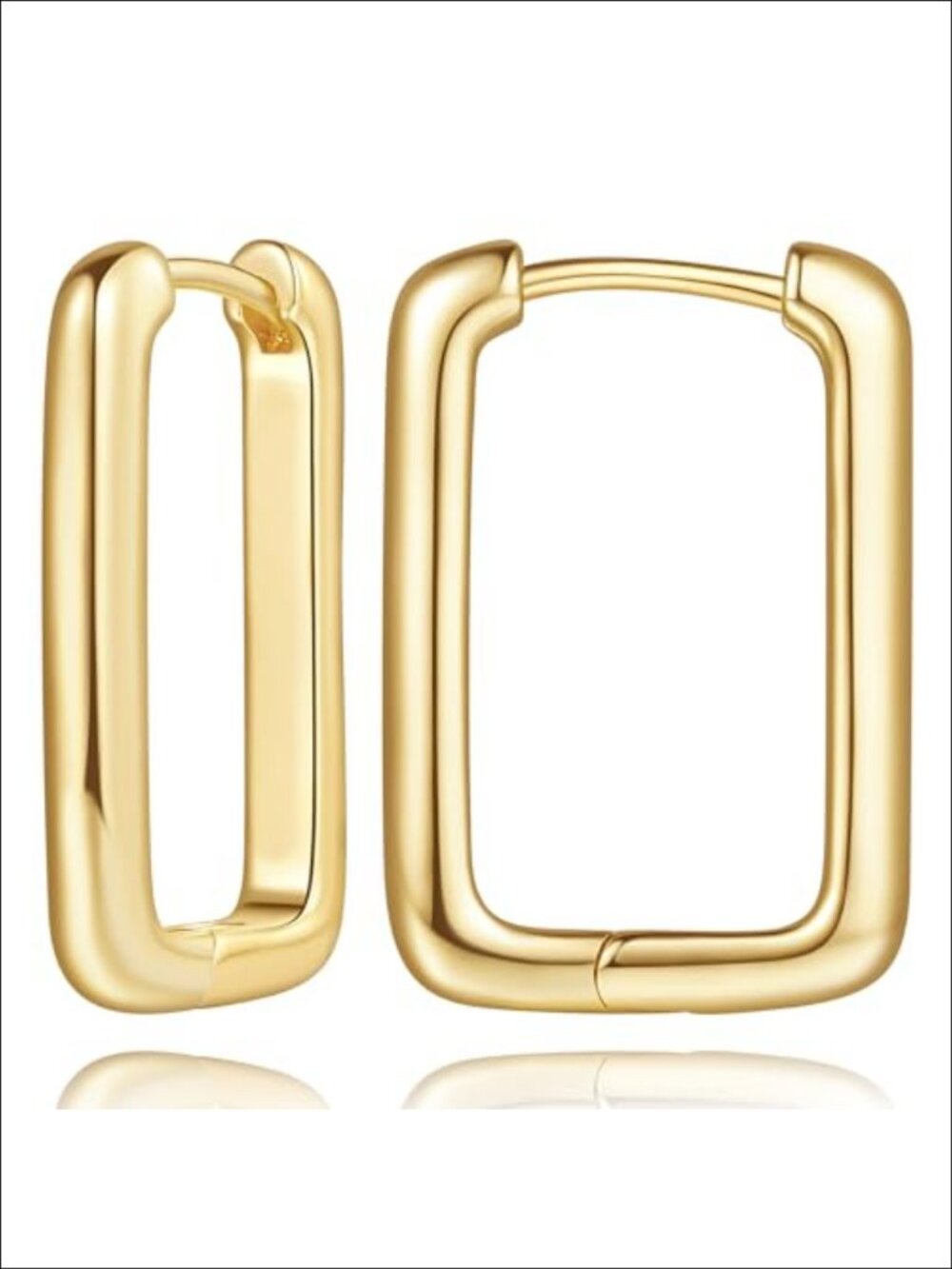 14K Gold Plated Hoop Earrings Square 24mm Women